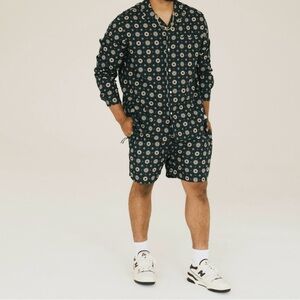 Kith Dark Blue and Beige Patterned Athletic Shorts